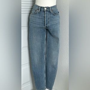 re/done 90s high rise ankle crop vintage highwaisted light wash denim jeans